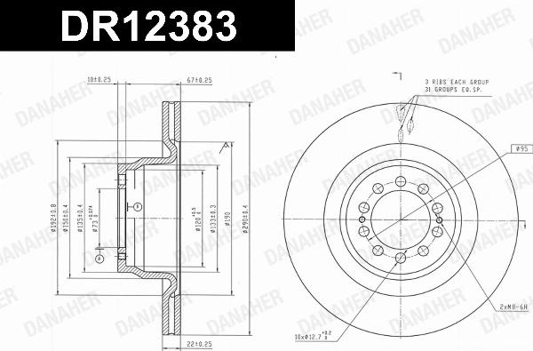 Danaher DR12383 - Гальмівний диск autocars.com.ua