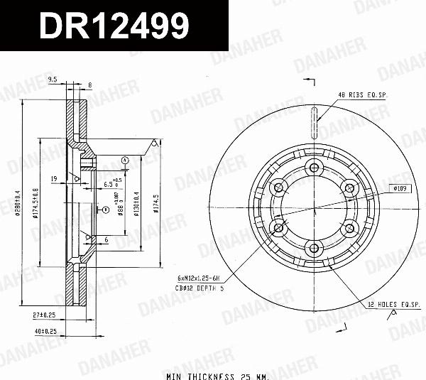 Danaher DR12499 - Гальмівний диск autocars.com.ua