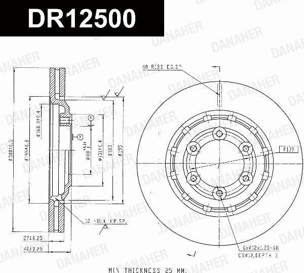 Danaher DR12500 - Гальмівний диск autocars.com.ua