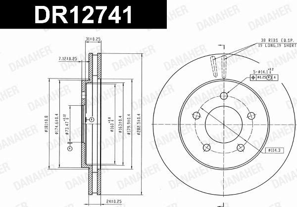 Danaher DR12741 - Гальмівний диск autocars.com.ua