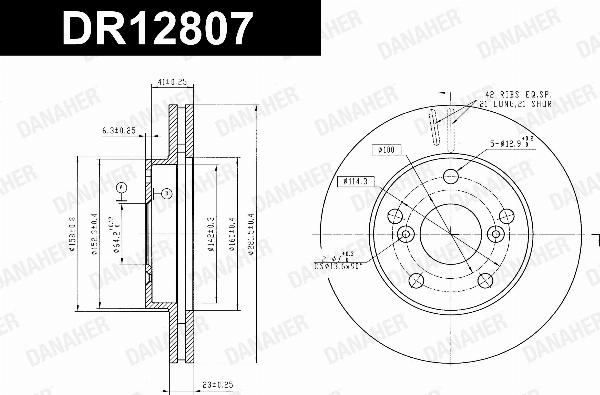Danaher DR12807 - Гальмівний диск autocars.com.ua