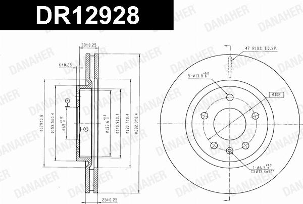 Danaher DR12928 - Гальмівний диск autocars.com.ua