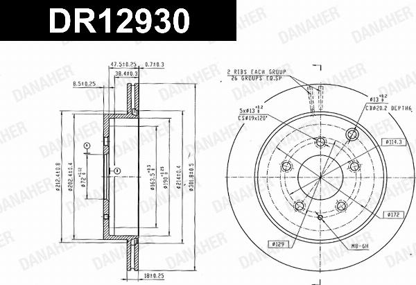 Danaher DR12930 - Гальмівний диск autocars.com.ua