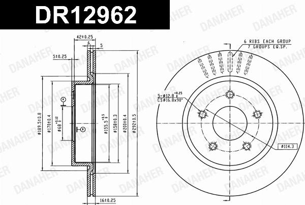 Danaher DR12962 - Гальмівний диск autocars.com.ua