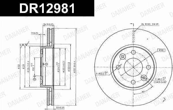 Danaher DR12981 - Гальмівний диск autocars.com.ua