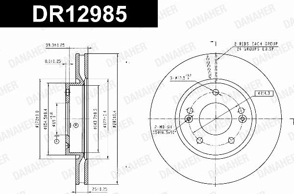 Danaher DR12985 - Гальмівний диск autocars.com.ua