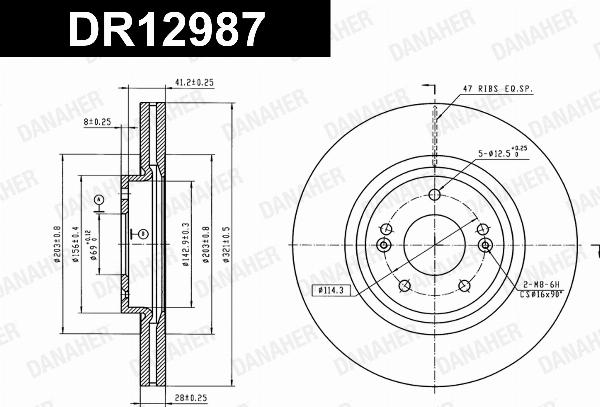Danaher DR12987 - Гальмівний диск autocars.com.ua