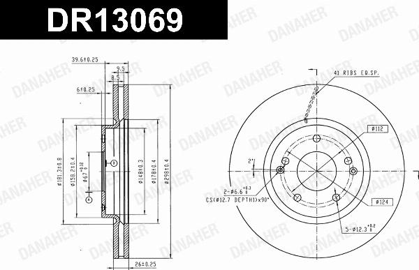 Danaher DR13069 - Гальмівний диск autocars.com.ua