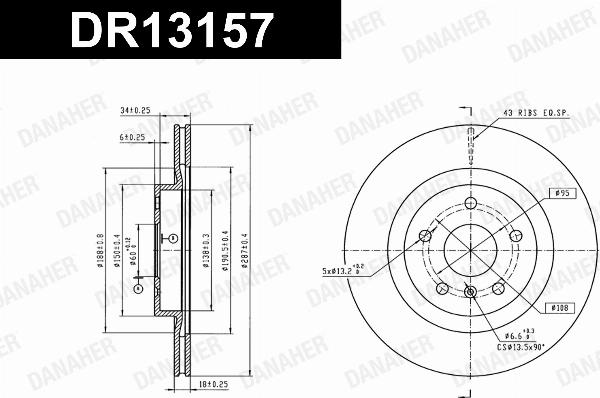 Danaher DR13157 - Гальмівний диск autocars.com.ua