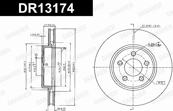 Danaher DR13174 - Гальмівний диск autocars.com.ua