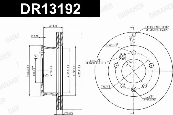 Danaher DR13192 - Гальмівний диск autocars.com.ua