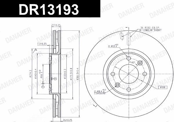 Danaher DR13193 - Гальмівний диск autocars.com.ua