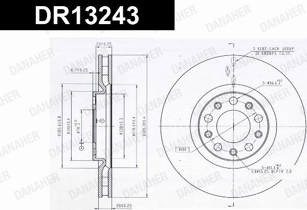 Danaher DR13243 - Гальмівний диск autocars.com.ua