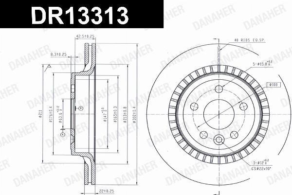 Danaher DR13313 - Гальмівний диск autocars.com.ua