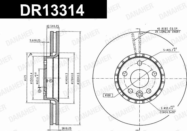 Danaher DR13314 - Гальмівний диск autocars.com.ua
