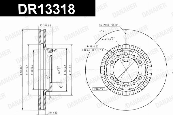 Danaher DR13318 - Гальмівний диск autocars.com.ua