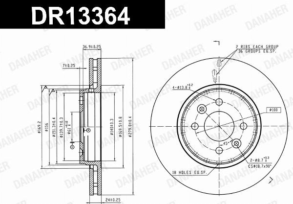 Danaher DR13364 - Гальмівний диск autocars.com.ua