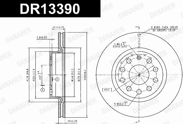 Danaher DR13390 - Гальмівний диск autocars.com.ua
