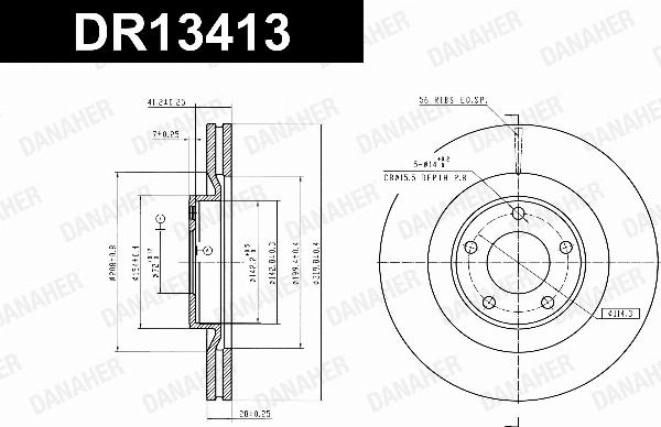 Danaher DR13413 - Гальмівний диск autocars.com.ua