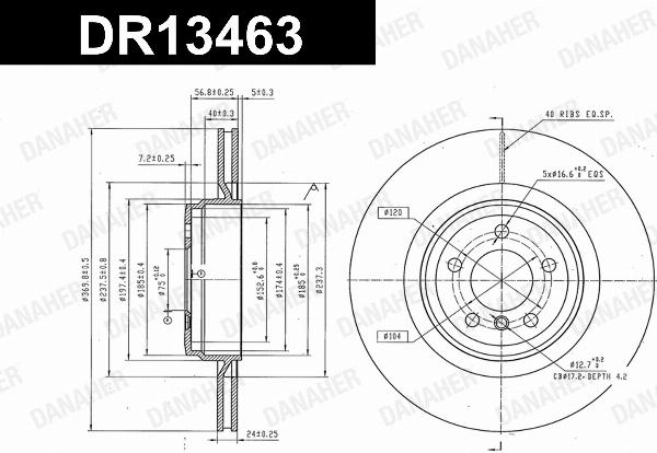 Danaher DR13463 - Гальмівний диск autocars.com.ua