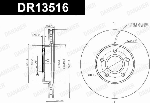 Danaher DR13516 - Гальмівний диск autocars.com.ua