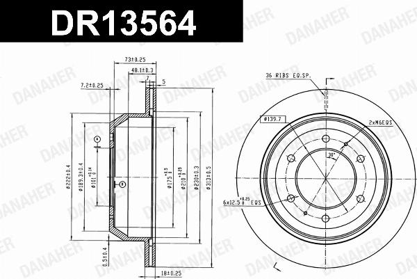 Danaher DR13564 - Гальмівний диск autocars.com.ua