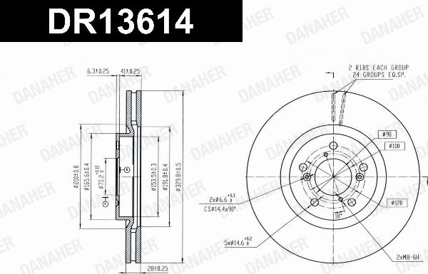 Danaher DR13614 - Гальмівний диск autocars.com.ua