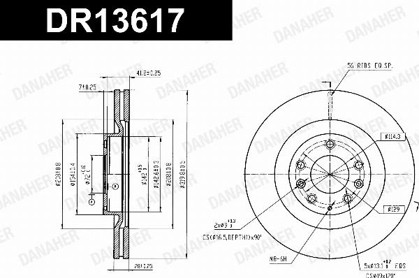 Danaher DR13617 - Гальмівний диск autocars.com.ua