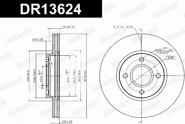 Danaher DR13624 - Гальмівний диск autocars.com.ua