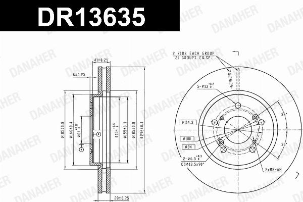 Danaher DR13635 - Гальмівний диск autocars.com.ua