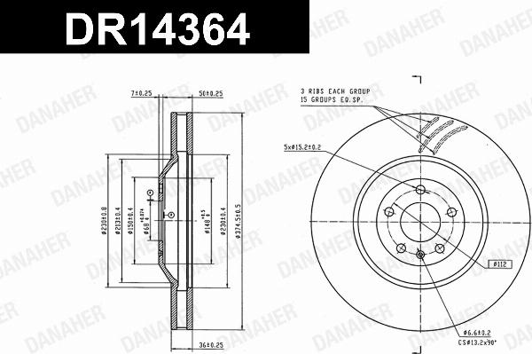 Danaher DR14364 - Гальмівний диск autocars.com.ua