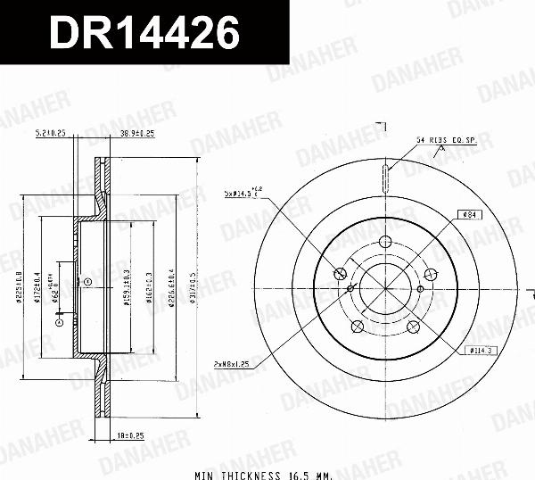 Danaher DR14426 - Гальмівний диск autocars.com.ua