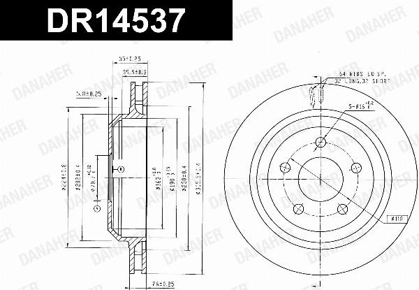 Danaher DR14537 - Гальмівний диск autocars.com.ua