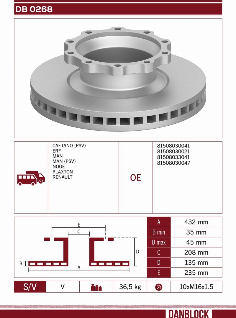 DANBLOCK DB 0268 - Гальмівний диск autocars.com.ua