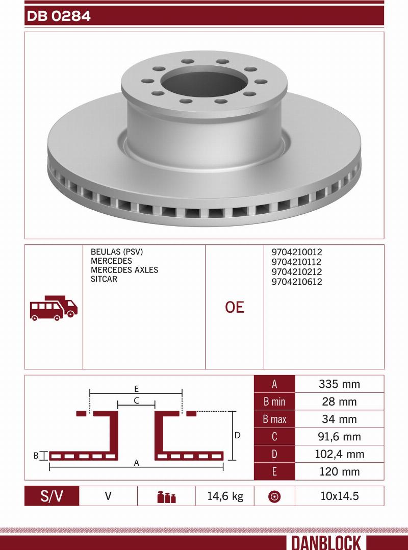DANBLOCK DB 0284 - Гальмівний диск autocars.com.ua