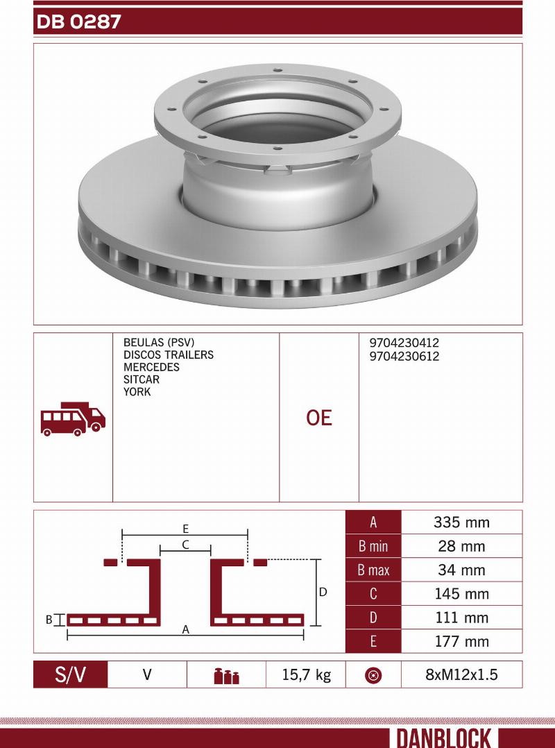 DANBLOCK DB 0287 - Гальмівний диск autocars.com.ua