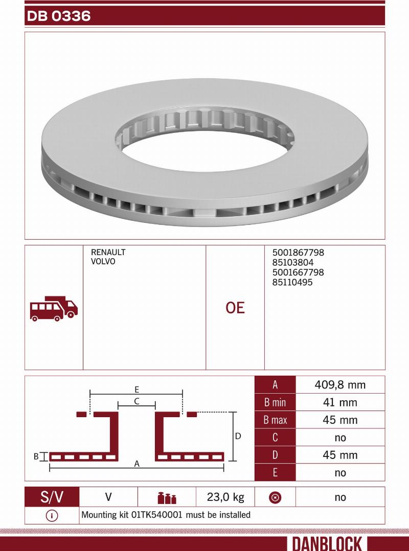 DANBLOCK DB 0336 - Гальмівний диск autocars.com.ua