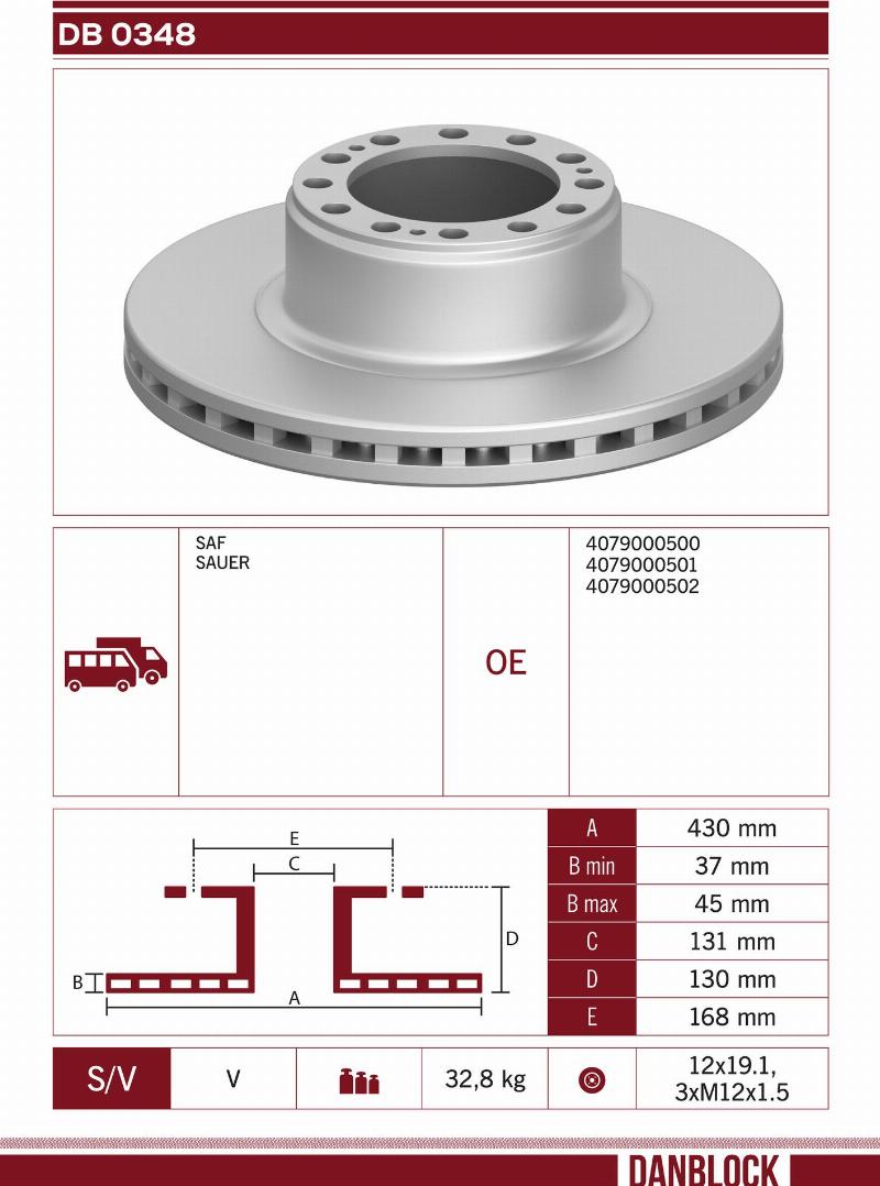 DANBLOCK DB 0348 - Гальмівний диск autocars.com.ua