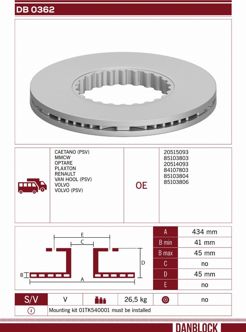 DANBLOCK DB 0362 - Гальмівний диск autocars.com.ua