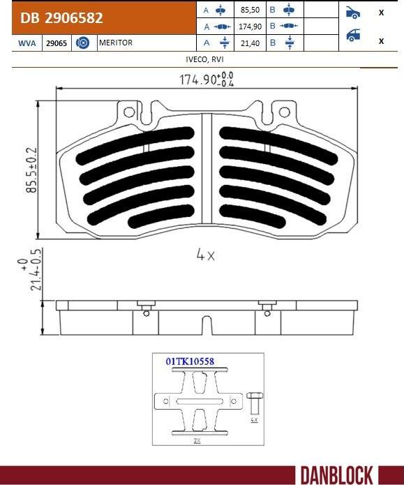 DANBLOCK DB 2906582 - Гальмівні колодки, дискові гальма autocars.com.ua