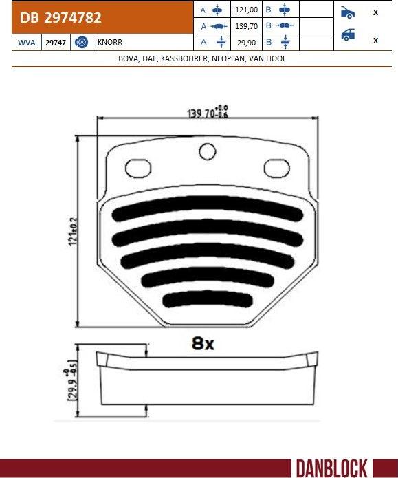 DANBLOCK DB 2974782 - Гальмівні колодки, дискові гальма autocars.com.ua
