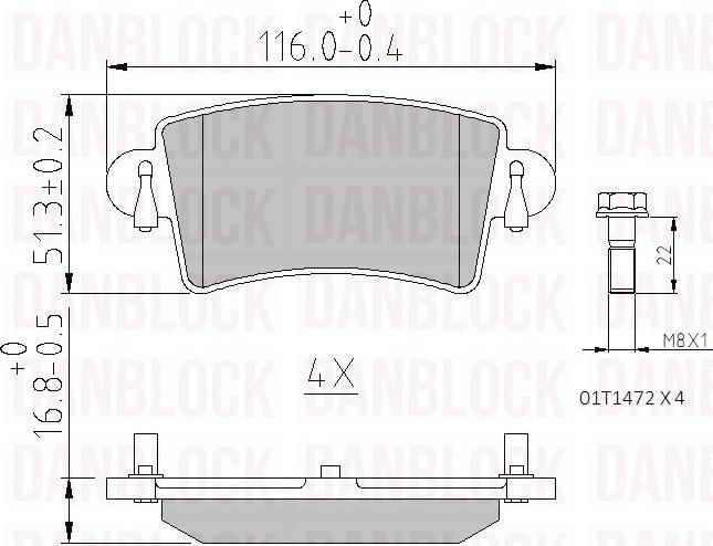 DAN-BLOCK DB 510369 - Гальмівні колодки, дискові гальма autocars.com.ua