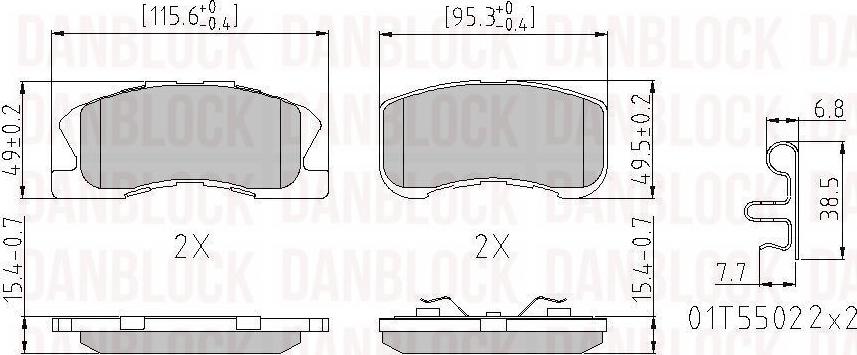 DANBLOCK DB 510721 - Гальмівні колодки, дискові гальма autocars.com.ua