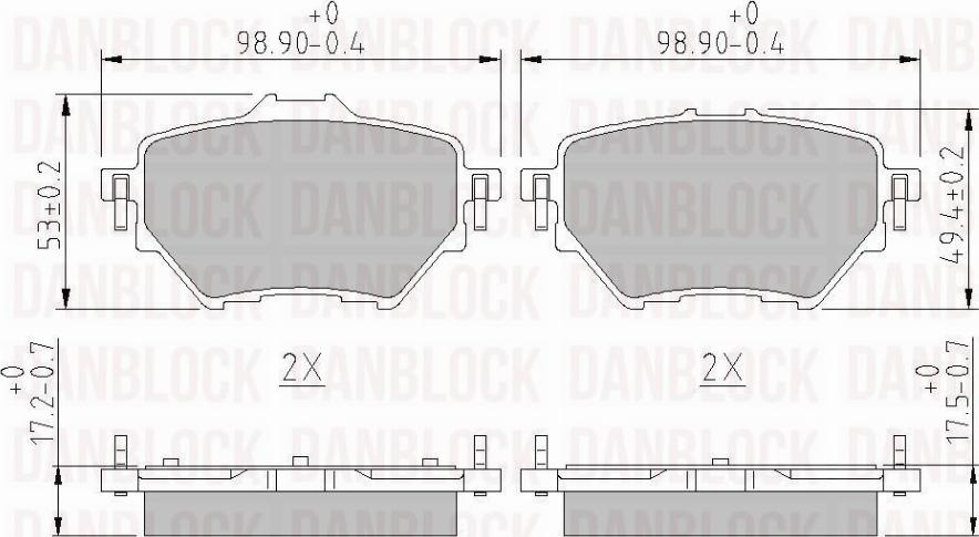 DAN-BLOCK DB 511172 - Гальмівні колодки, дискові гальма autocars.com.ua