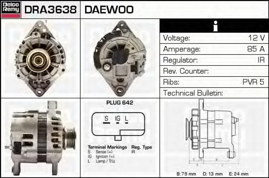 Delco Remy DRA3638N - Генератор autodnr.net