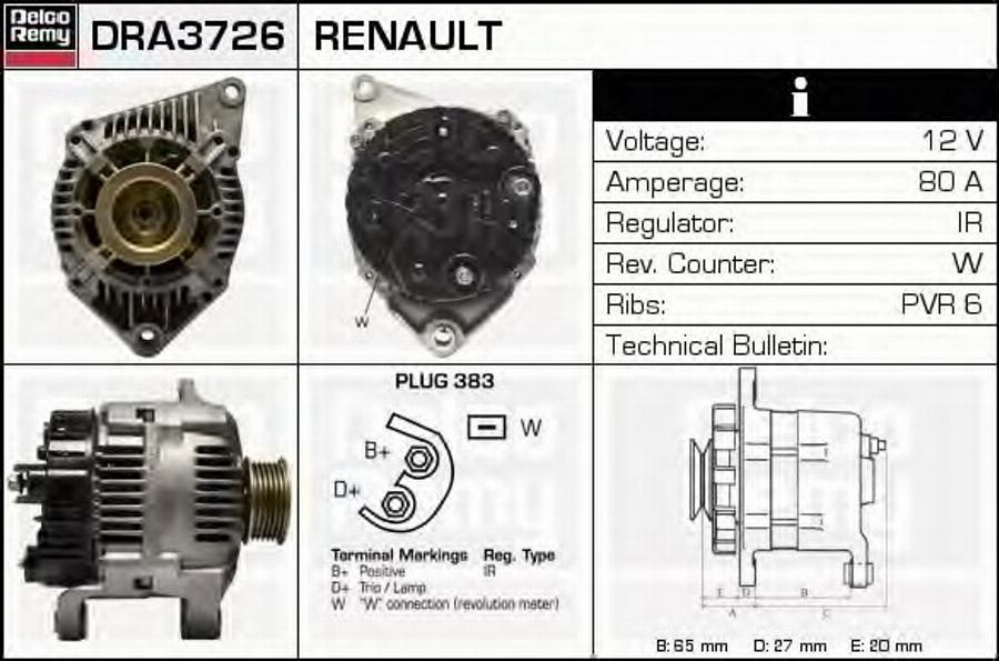 Delco Remy DRA3726 - Генератор autodnr.net