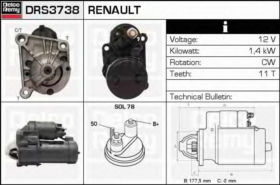 Delco Remy DRS 3738 - Стартер autodnr.net