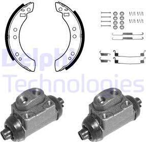 Delphi 725 - Комплект тормозных колодок, барабанные autodnr.net