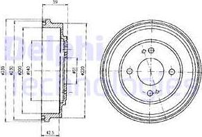 Delphi BF208 - Тормозной барабан avtokuzovplus.com.ua