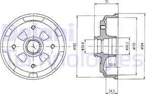 Delphi BF263 - Гальмівний барабан autocars.com.ua